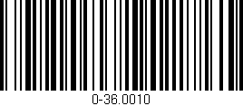 Código de barras (EAN, GTIN, SKU, ISBN): '0-36.0010'