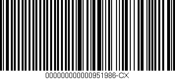 Código de barras (EAN, GTIN, SKU, ISBN): '000000000000951986-CX'