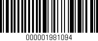 Código de barras (EAN, GTIN, SKU, ISBN): '000001981094'
