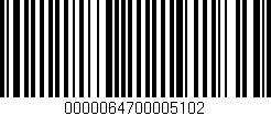 Código de barras (EAN, GTIN, SKU, ISBN): '0000064700005102'