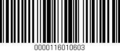 Código de barras (EAN, GTIN, SKU, ISBN): '0000116010603'