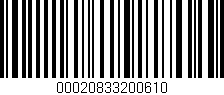 Código de barras (EAN, GTIN, SKU, ISBN): '00020833200610'