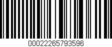Código de barras (EAN, GTIN, SKU, ISBN): '00022265793596'