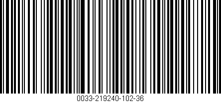 Código de barras (EAN, GTIN, SKU, ISBN): '0033-219240-102-36'