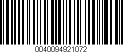 Código de barras (EAN, GTIN, SKU, ISBN): '0040094921072'
