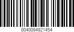 Código de barras (EAN, GTIN, SKU, ISBN): '0040094921454'