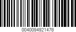 Código de barras (EAN, GTIN, SKU, ISBN): '0040094921478'