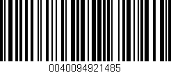 Código de barras (EAN, GTIN, SKU, ISBN): '0040094921485'