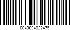 Código de barras (EAN, GTIN, SKU, ISBN): '0040094922475'
