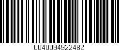 Código de barras (EAN, GTIN, SKU, ISBN): '0040094922482'
