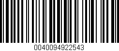 Código de barras (EAN, GTIN, SKU, ISBN): '0040094922543'
