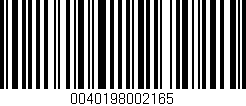 Código de barras (EAN, GTIN, SKU, ISBN): '0040198002165'