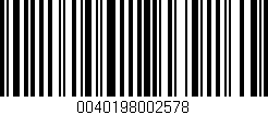 Código de barras (EAN, GTIN, SKU, ISBN): '0040198002578'