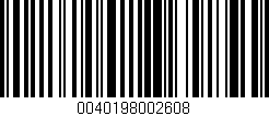 Código de barras (EAN, GTIN, SKU, ISBN): '0040198002608'