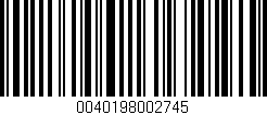 Código de barras (EAN, GTIN, SKU, ISBN): '0040198002745'