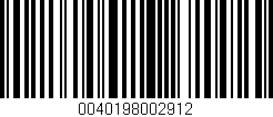 Código de barras (EAN, GTIN, SKU, ISBN): '0040198002912'