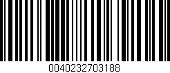 Código de barras (EAN, GTIN, SKU, ISBN): '0040232703188'
