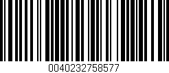 Código de barras (EAN, GTIN, SKU, ISBN): '0040232758577'