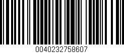 Código de barras (EAN, GTIN, SKU, ISBN): '0040232758607'