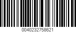 Código de barras (EAN, GTIN, SKU, ISBN): '0040232758621'