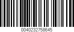 Código de barras (EAN, GTIN, SKU, ISBN): '0040232758645'
