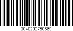 Código de barras (EAN, GTIN, SKU, ISBN): '0040232758669'