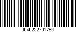 Código de barras (EAN, GTIN, SKU, ISBN): '0040232791758'