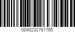 Código de barras (EAN, GTIN, SKU, ISBN): '0040232791765'