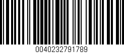Código de barras (EAN, GTIN, SKU, ISBN): '0040232791789'