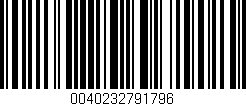 Código de barras (EAN, GTIN, SKU, ISBN): '0040232791796'