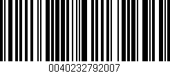 Código de barras (EAN, GTIN, SKU, ISBN): '0040232792007'