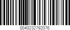 Código de barras (EAN, GTIN, SKU, ISBN): '0040232792076'