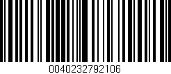 Código de barras (EAN, GTIN, SKU, ISBN): '0040232792106'