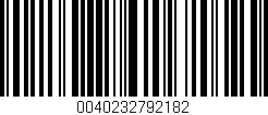Código de barras (EAN, GTIN, SKU, ISBN): '0040232792182'