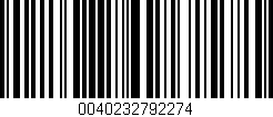 Código de barras (EAN, GTIN, SKU, ISBN): '0040232792274'