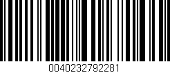 Código de barras (EAN, GTIN, SKU, ISBN): '0040232792281'