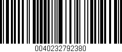 Código de barras (EAN, GTIN, SKU, ISBN): '0040232792380'