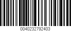 Código de barras (EAN, GTIN, SKU, ISBN): '0040232792403'
