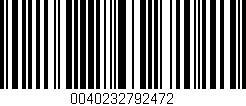 Código de barras (EAN, GTIN, SKU, ISBN): '0040232792472'