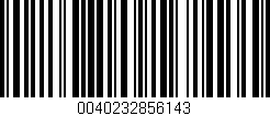 Código de barras (EAN, GTIN, SKU, ISBN): '0040232856143'