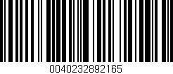 Código de barras (EAN, GTIN, SKU, ISBN): '0040232892165'