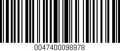 Código de barras (EAN, GTIN, SKU, ISBN): '0047400098978'