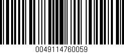 Código de barras (EAN, GTIN, SKU, ISBN): '0049114760059'