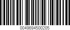 Código de barras (EAN, GTIN, SKU, ISBN): '0049694500205'