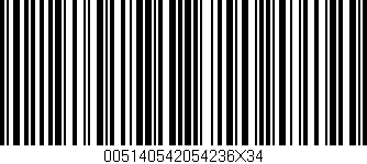 Código de barras (EAN, GTIN, SKU, ISBN): '005140542054236X34'