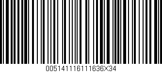 Código de barras (EAN, GTIN, SKU, ISBN): '005141116111636X34'