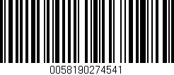 Código de barras (EAN, GTIN, SKU, ISBN): '0058190274541'