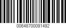 Código de barras (EAN, GTIN, SKU, ISBN): '00648700091492'