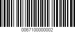 Código de barras (EAN, GTIN, SKU, ISBN): '0067100000002'