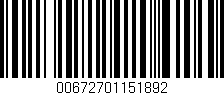 Código de barras (EAN, GTIN, SKU, ISBN): '00672701151892'